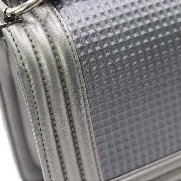 CHANEL‎ Rare Metallic Silver Cube Embossed Small Boy Bag, Silver Hardware 2014 - Picture 12 of 17
